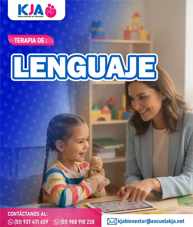 Flyer de terapia de lenguaje para niños en KJA